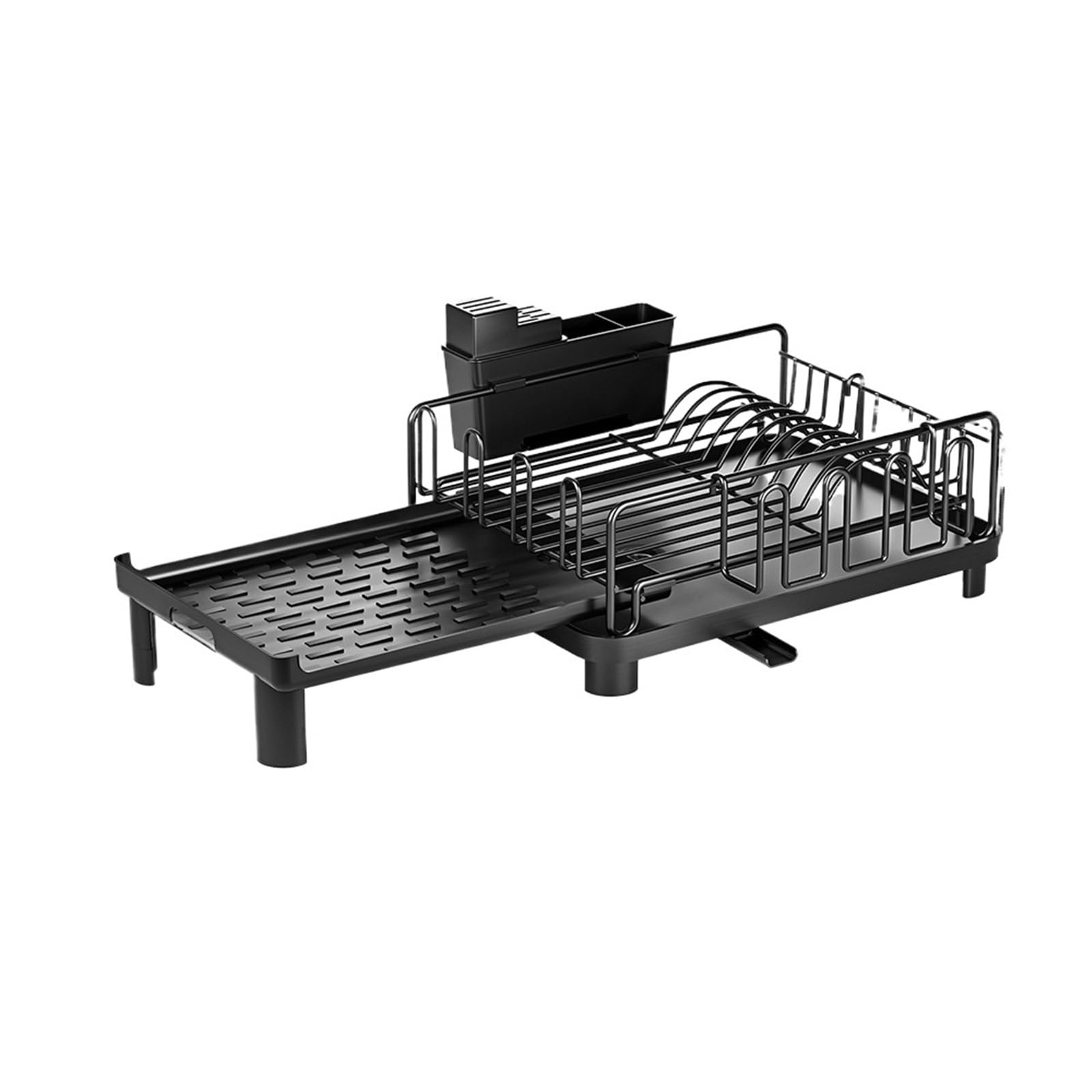 DSFVERVD Drain rack Push-pull Dish Rack Multifunctional Large Capacity Drainer With Cutting Board Cup Holder Space Saving Kitchen