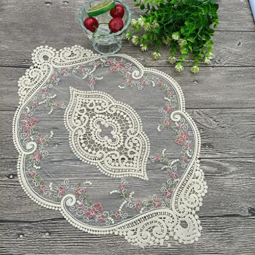 SPORTARC Tischdecke, bestickt, Spitze, rund, 31 x 44 cm, für Hochzeit, Party, Abendessen, 2 Stück