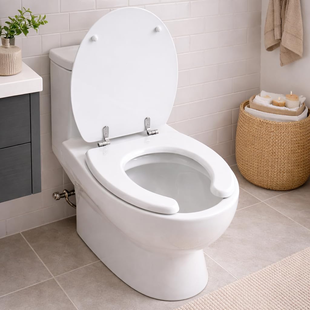 Topolenashop Copriwater WC Disabili con Apertura Frontale 45x38 cm – Sedile Wc Ergonomico Universale in MDF con Cerniere Acciaio Inox, Copri Water per Anziani e Mobilità Ridotta | 69245