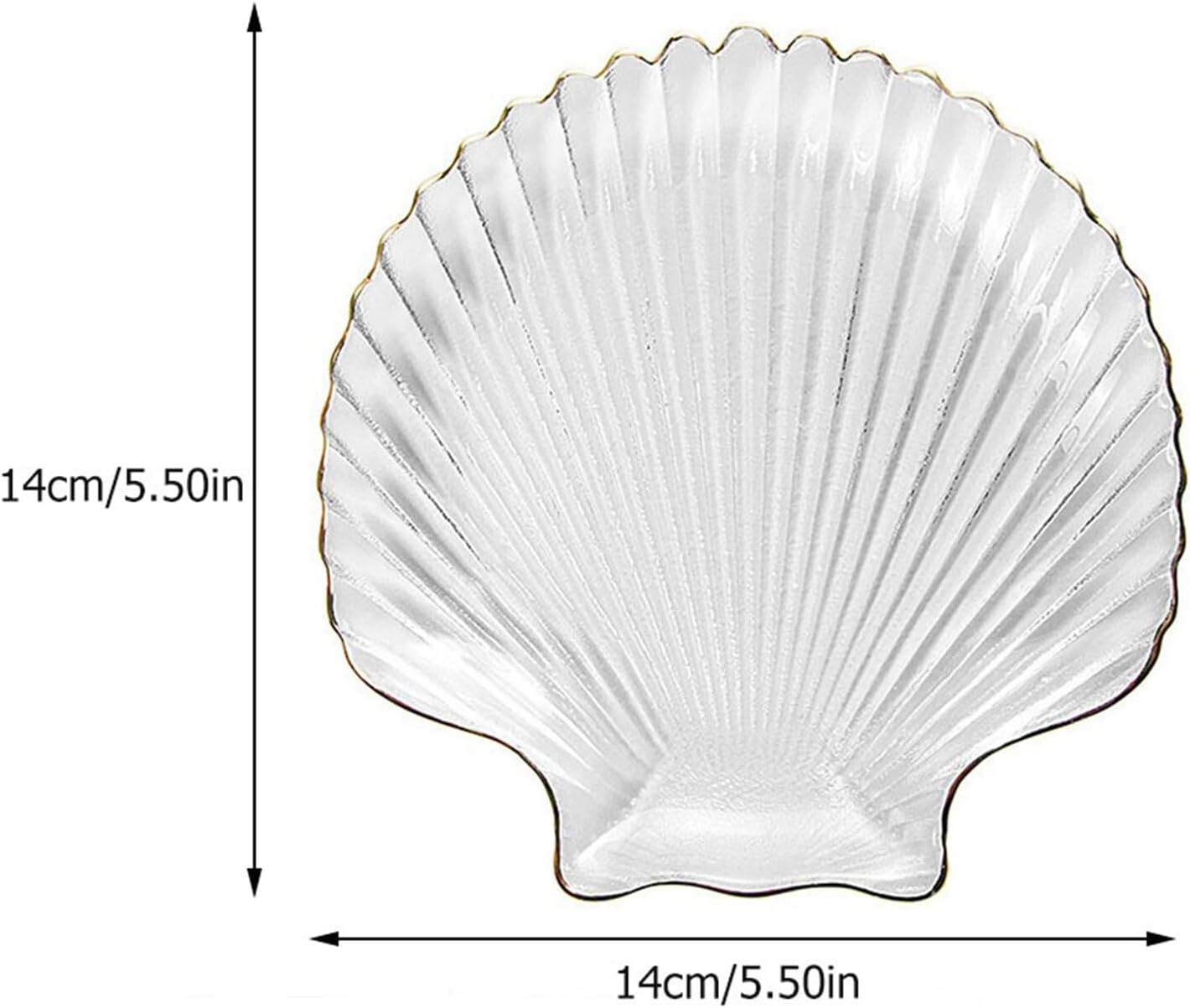 Hemoton Glass Seashell Tray 5.51 Inch Shell Shape Plate with Gold Rim Multipurpose Jewelry Display Dish and Breakfast Salad Serving Plate image 2