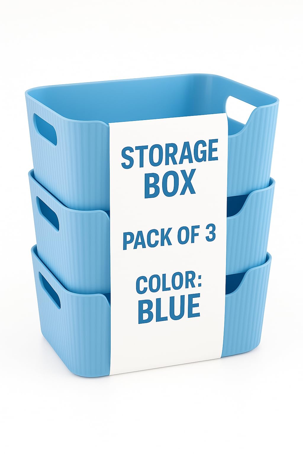 Zuku Storage Box Basket for Storage Plastic Organiser for Storage Bathroom Storage Box Small Plastic Organiser Bathroom Basket Boxes for Toys,Cosmetic,Accessory (Blue,3Pcs)