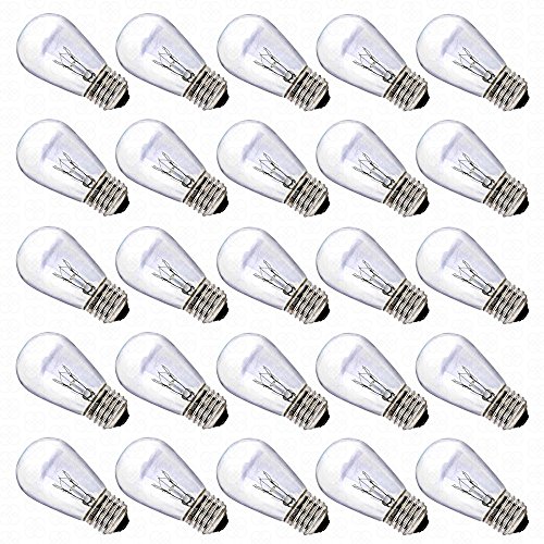 Deneve DNV-200-10110 Clear Glass S14 Incandescent Light Bulbs for E26, E27 Sockets, 11 Watts, 25 Pack