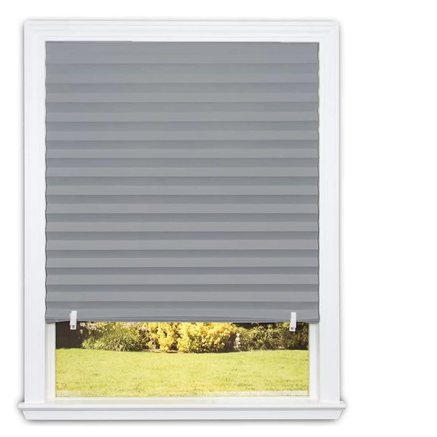 Joyzzz Pleated Window Shades, 90×180cm Temporary Blinds Cordless Blackout Pleated Fabric Shade, Shade Light Filtering Blinds Window Easy to Install for Bedroom, Bathroom and Living Room (Grey)