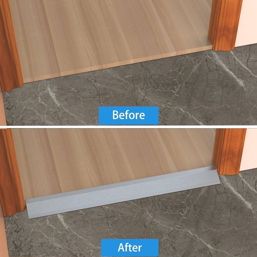 Tira de transición de suelo, divisor de aluminio extra ancho para cocina y baño, reductor de borde superpuesto, perfil plano para suelos laminados y de vinilo