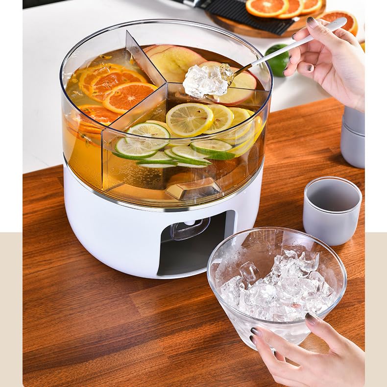 Distributore di bevande, dispenser di bevande per feste, con rubinetto e divisorio, dispenser di acqua per frigorifero, per cocktail, succhi di frutta, acqua, bevande (bianco