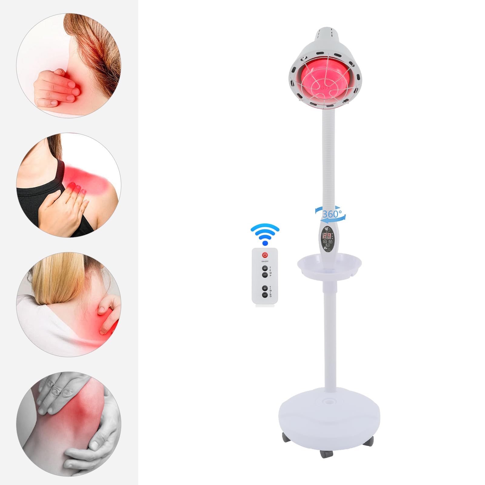 Infrarot-Wärmelampe｜360° drehbar & Höhenverstellbar｜Fernbedienung + 5-60 Min Timer｜32~239℉ Muskelentspannung/Schmerzlinderung｜Therapie-Lampe für Hautpflege & Gelenk‌