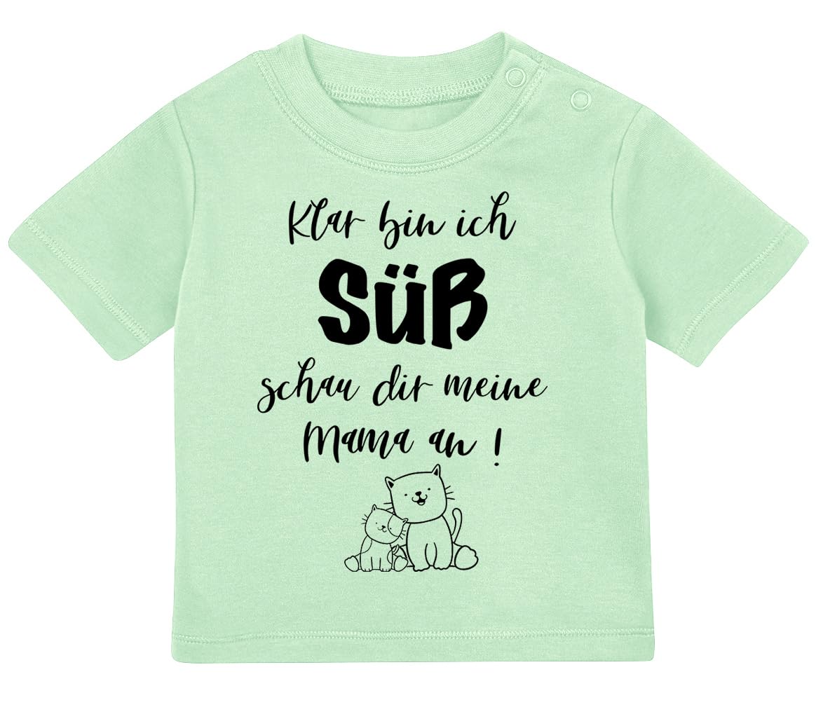 Baby Tshirt 0-36 Monate mit Druck T-Shirt mit Spruch Klar Bin ich süß schau dir Meine Mama an Kätzchen T-Shirt für Kleinkind 0, 1, 2, 3 Jahre