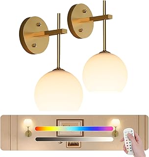 JKEYES Battery Operated Wall Sconce Set of 2, Gold Cordless Wall Lights with Dimmable Detachable Rechargeable Magnetic Bul...