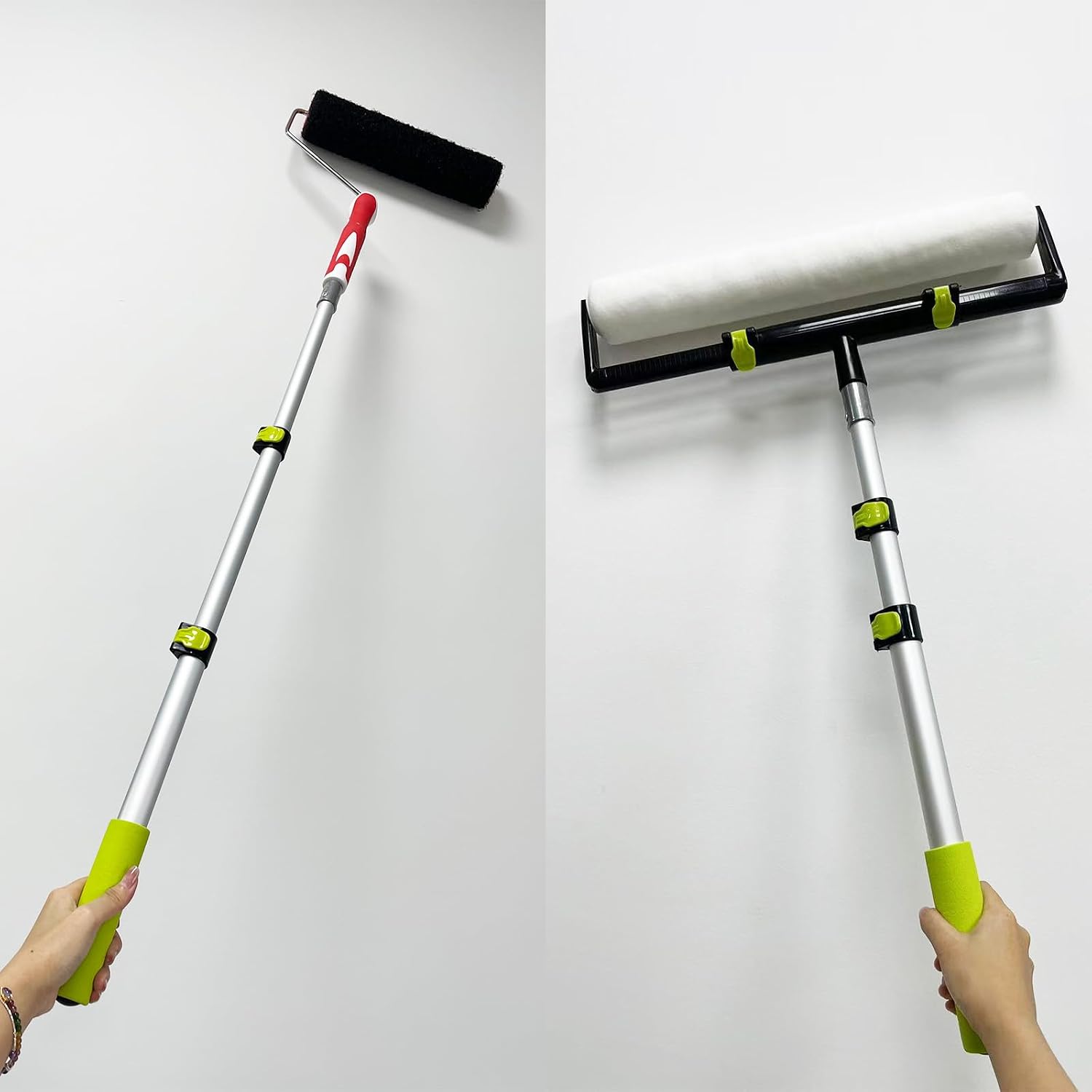 2 Pack Telescopic Extension Pole, 2-4.7 FT Multi-Purpose Extension Pole, Lightweight Portable Aluminum Telescoping Rod, Paint Roller Extension Poles for Painting, Dusting and Cleaning