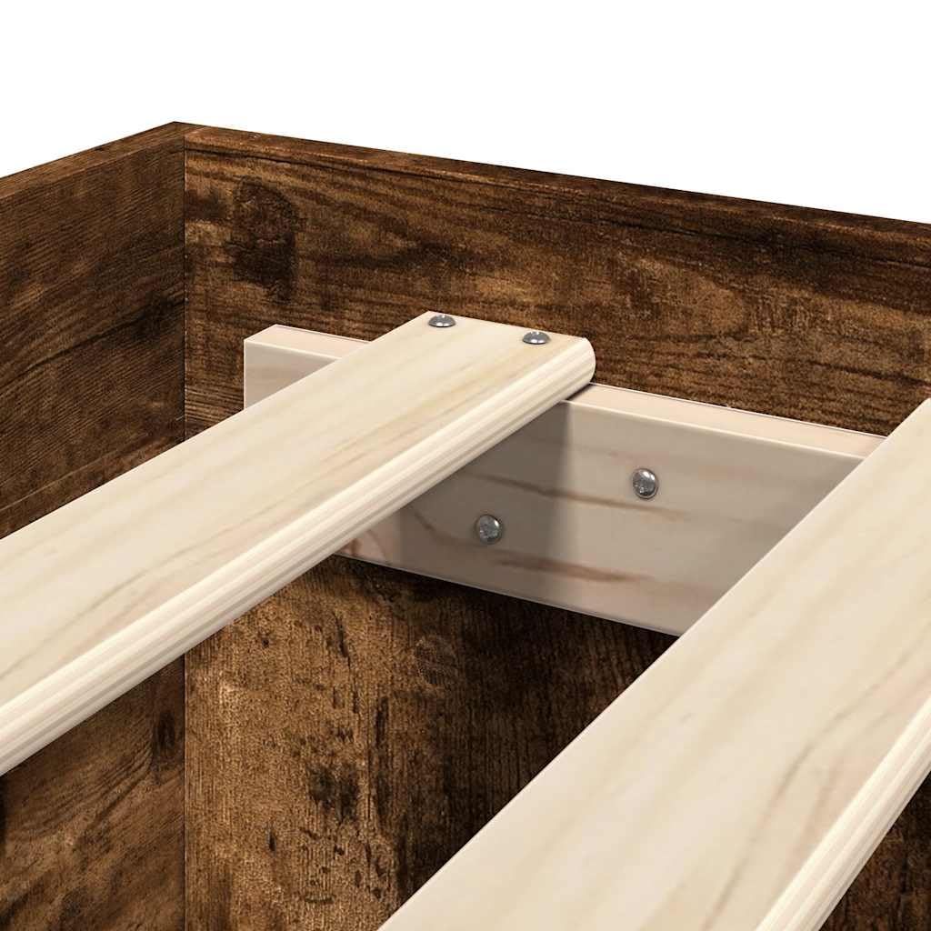 Rovere fumo con contenitore base a doghe Giroletto 135x190 cm | Giroletto Rovere Fumo 135x190 cm in Legno Multistrato con Contenitore e Base a Doghe per Camera da Letto