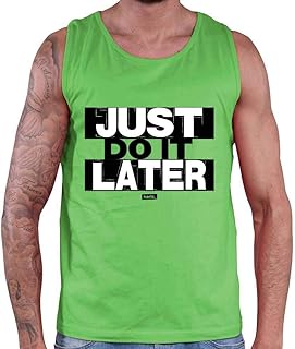 Just Do It Later - Canottiera da Uomo, con Scritta in Lingua Tedesca, in Bianco e Nero, in Confezione Regalo