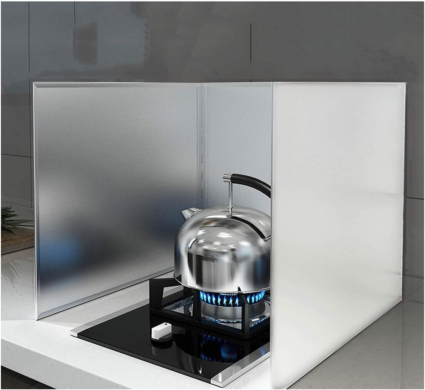 Splatter ScreensOil Splatter Screen Board Stainless Steel Oil Block Oil Barrier Kitchen Restaurant Use Stove Wind Screen Splatter Shield Guardkitchen foil Splatter Screens (40 * 40 * 38cm)