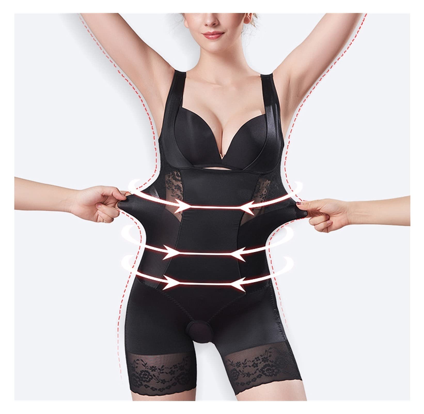 Faja Moldeadora Cuerpo De Compresión Warm Palace Shapewear Open Busto Sin Costuras Body para Mujeres Postparto Postcirugía Fajas (Color : Black, Size : L)