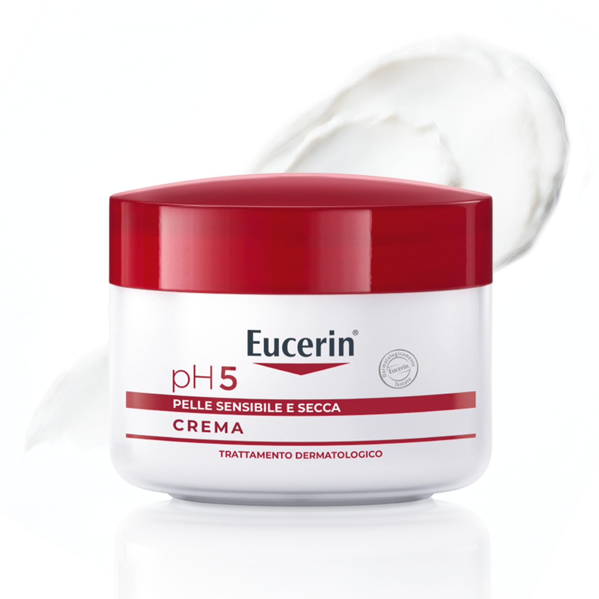 Eucerin pH5 Crema 75 ml, Crema idratante viso e corpo per un'idratazione a lunga durata e una pelle più forte, Formula idratante e multiuso con Dexpantenolo e Glicerina per pelle secca e sensibile