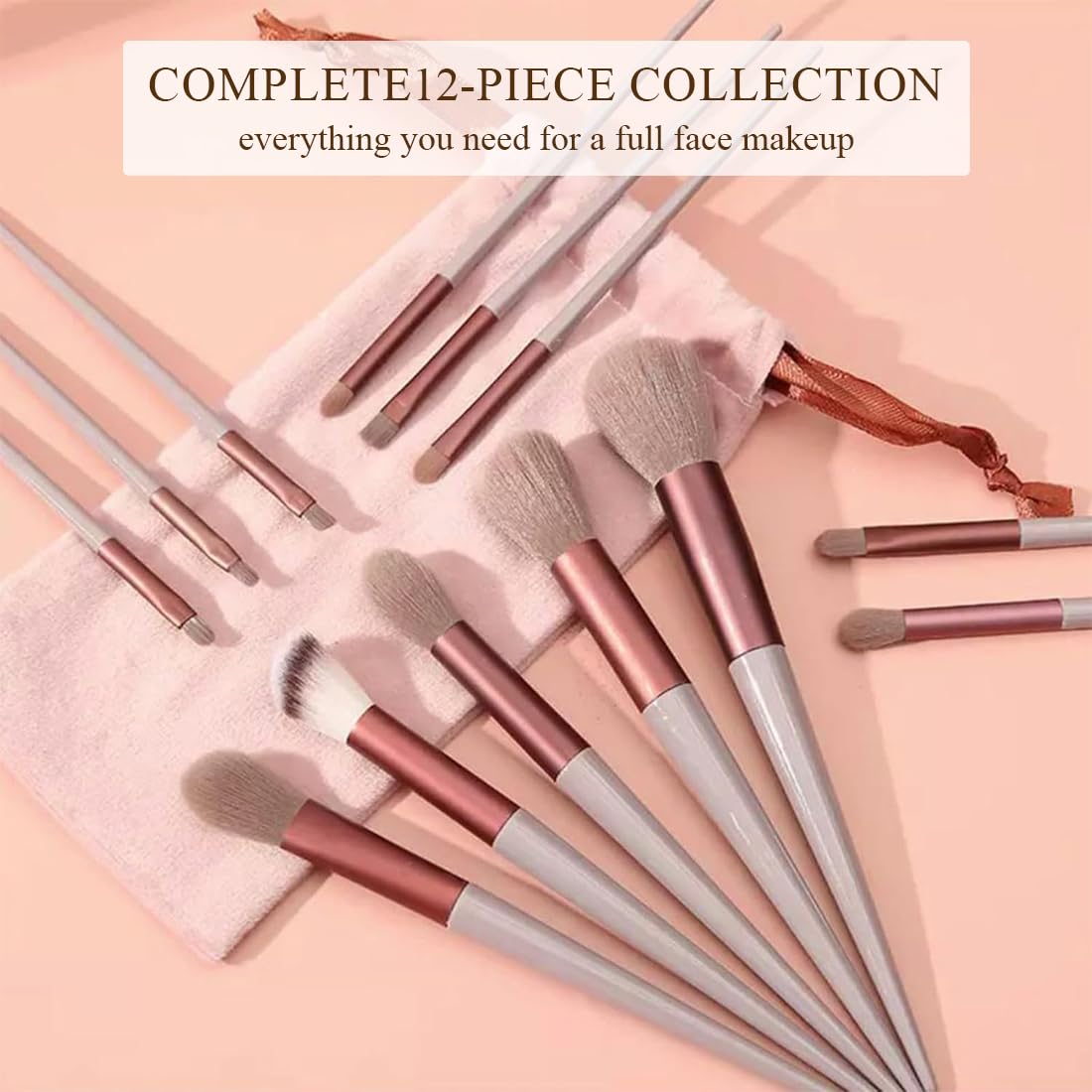 Pennelli Make Up,13 Pezzi Set Pennelli Make Up,Set Viso e Occhi,Trucchi,Pennello Trucco Sintetico a Setole Morbide per Makeup Brushes Regalo,per Fondazione,Cipria,Ombretto,Fard(Marrone)