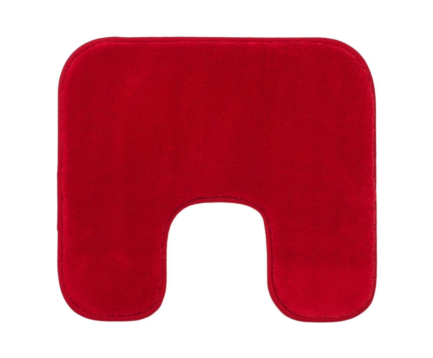 Gözze - Premium Rutschfester Badteppich mit Ausschnitt, RIO, 100% Microfaser, Ideal als WC-Vorlage für Standtoilette, 50 x 45 cm - Rot