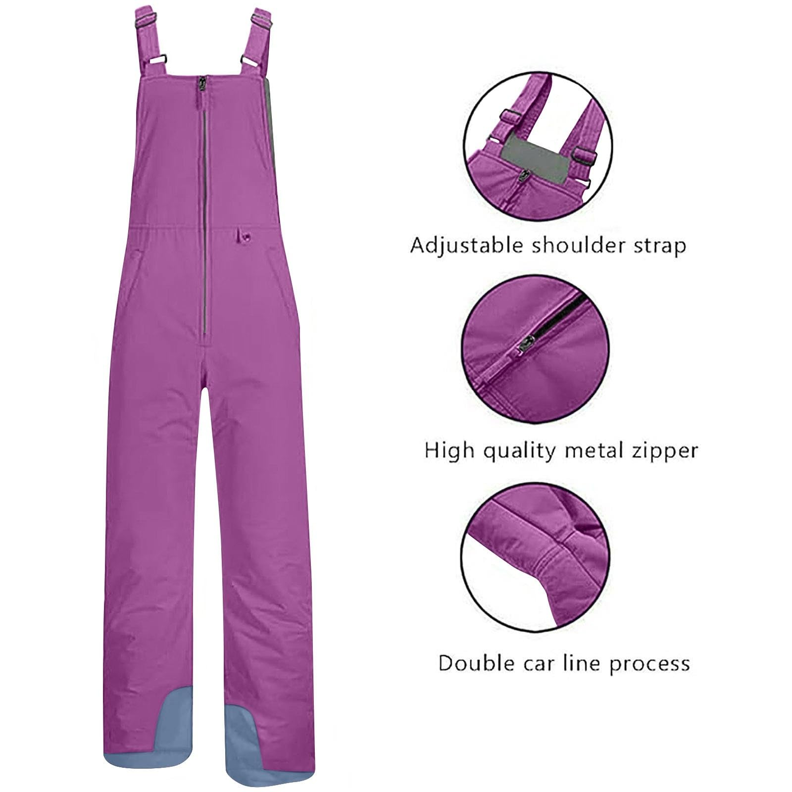 YRAETENM Overol de esquí para mujer, con aislamiento térmico, para snowboard, para exteriores, impermeable, resistente al viento, ajustable, overol