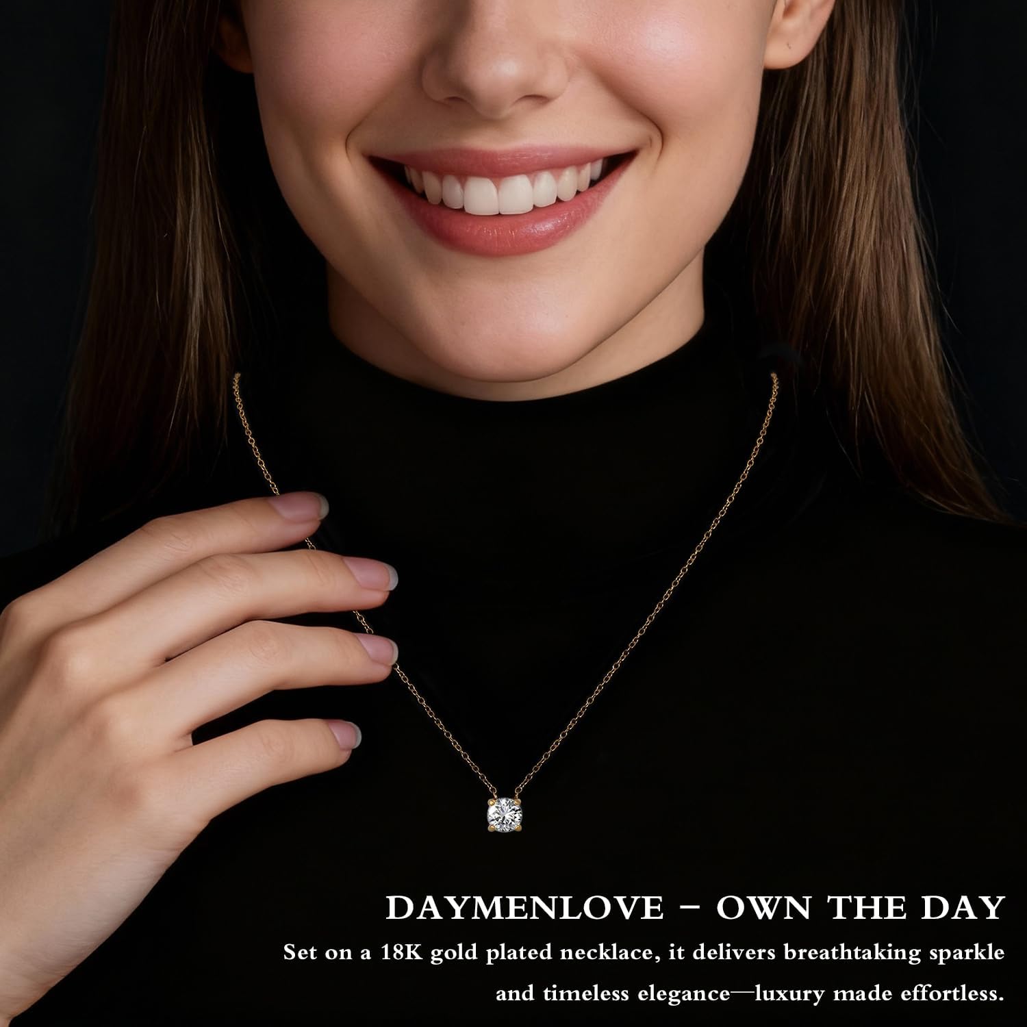 18K Gold Plated Pendant Necklaces for Women, 5A Cubic Zirconia Ice Flower Cut, Hypoallergenic & Tarnish Resistant, Elegant Gift for Her, Anniversary Fashion Jewelry - Image 2