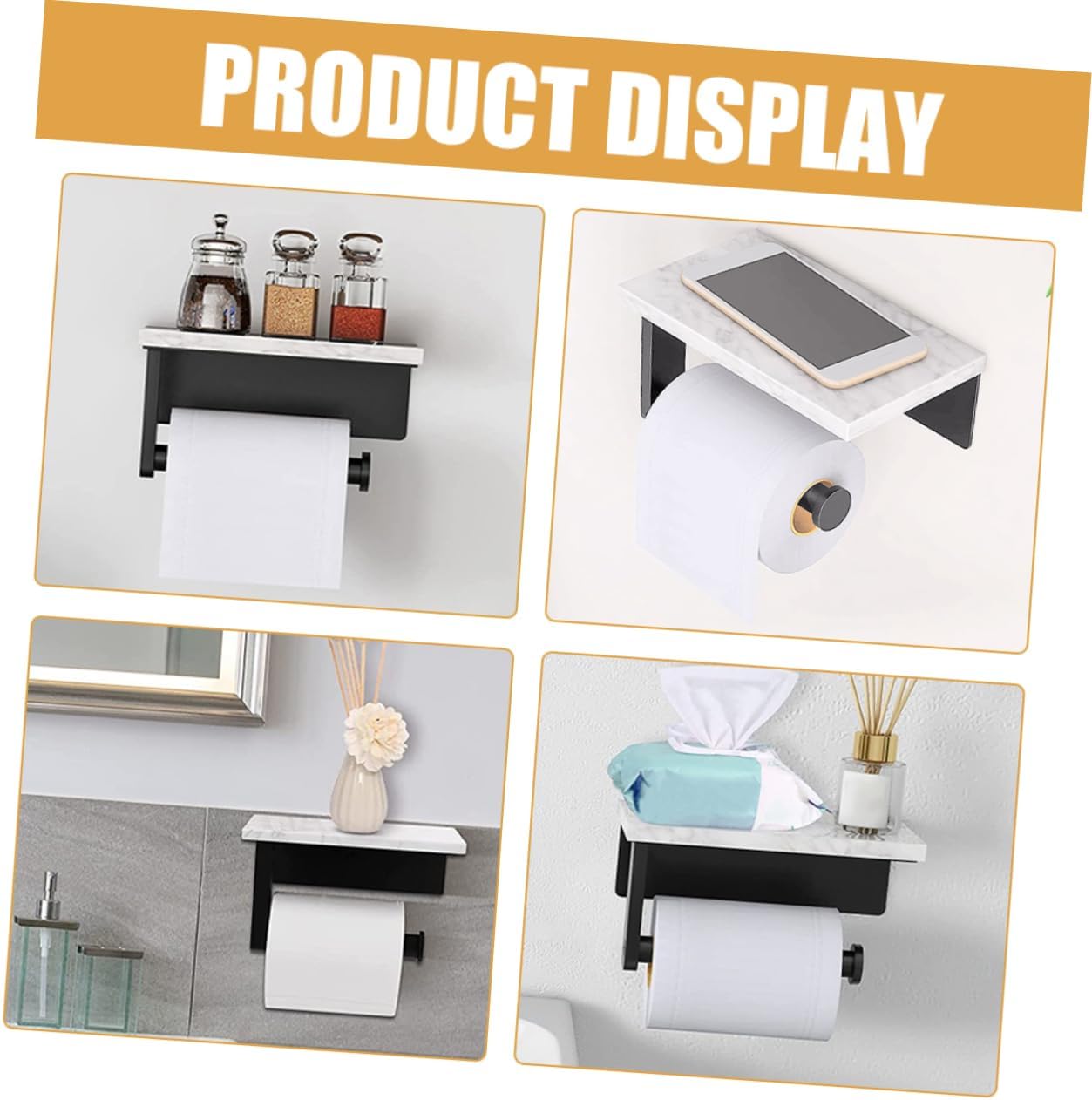 Wall Mounted Stainless Steel Toilet Paper Holder Shelf Elegant Design for Bathroom and Space-Saving Tissue Rack for Use
