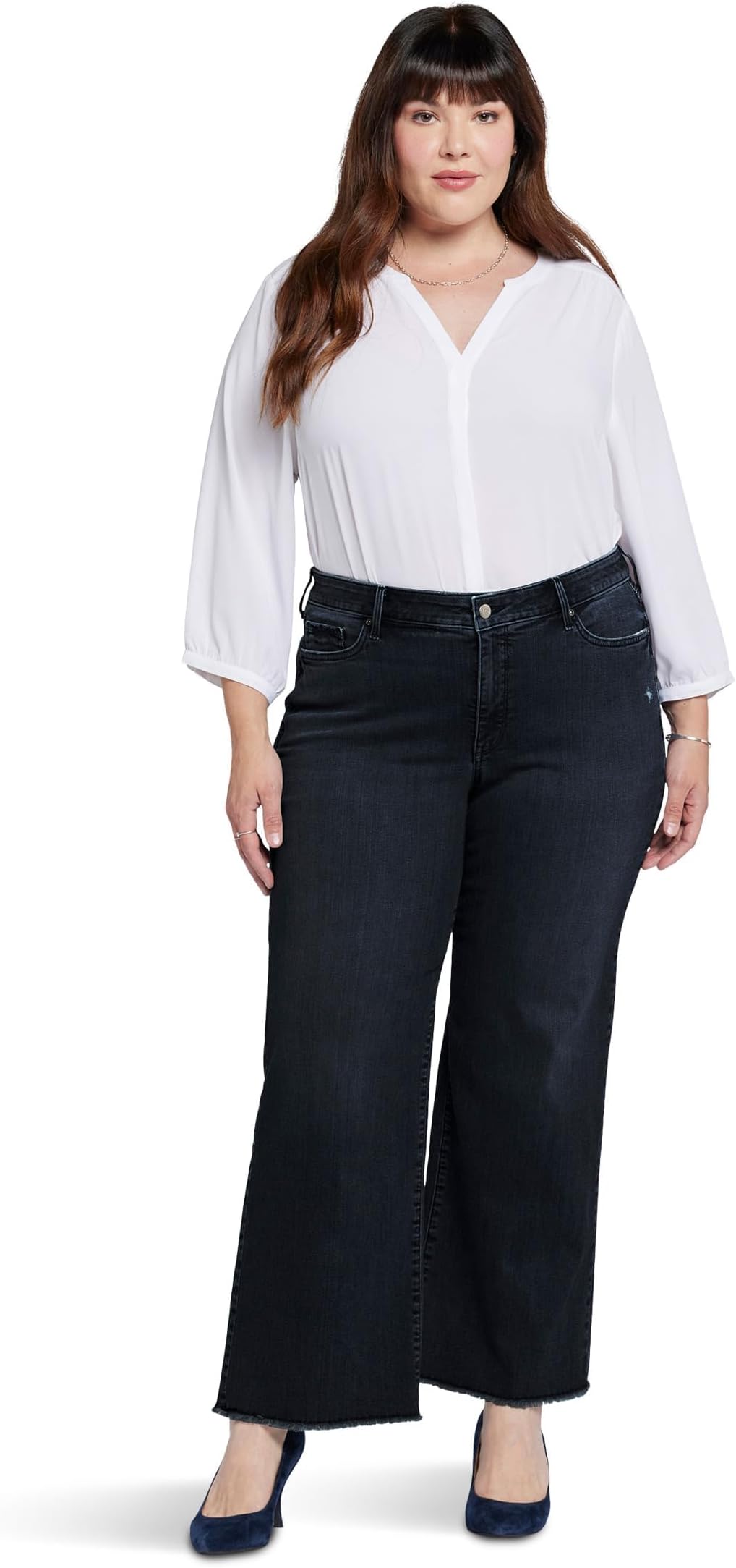 NYDJPlus Size Teresa Wide Leg Ankle Fray Hems in Huntley