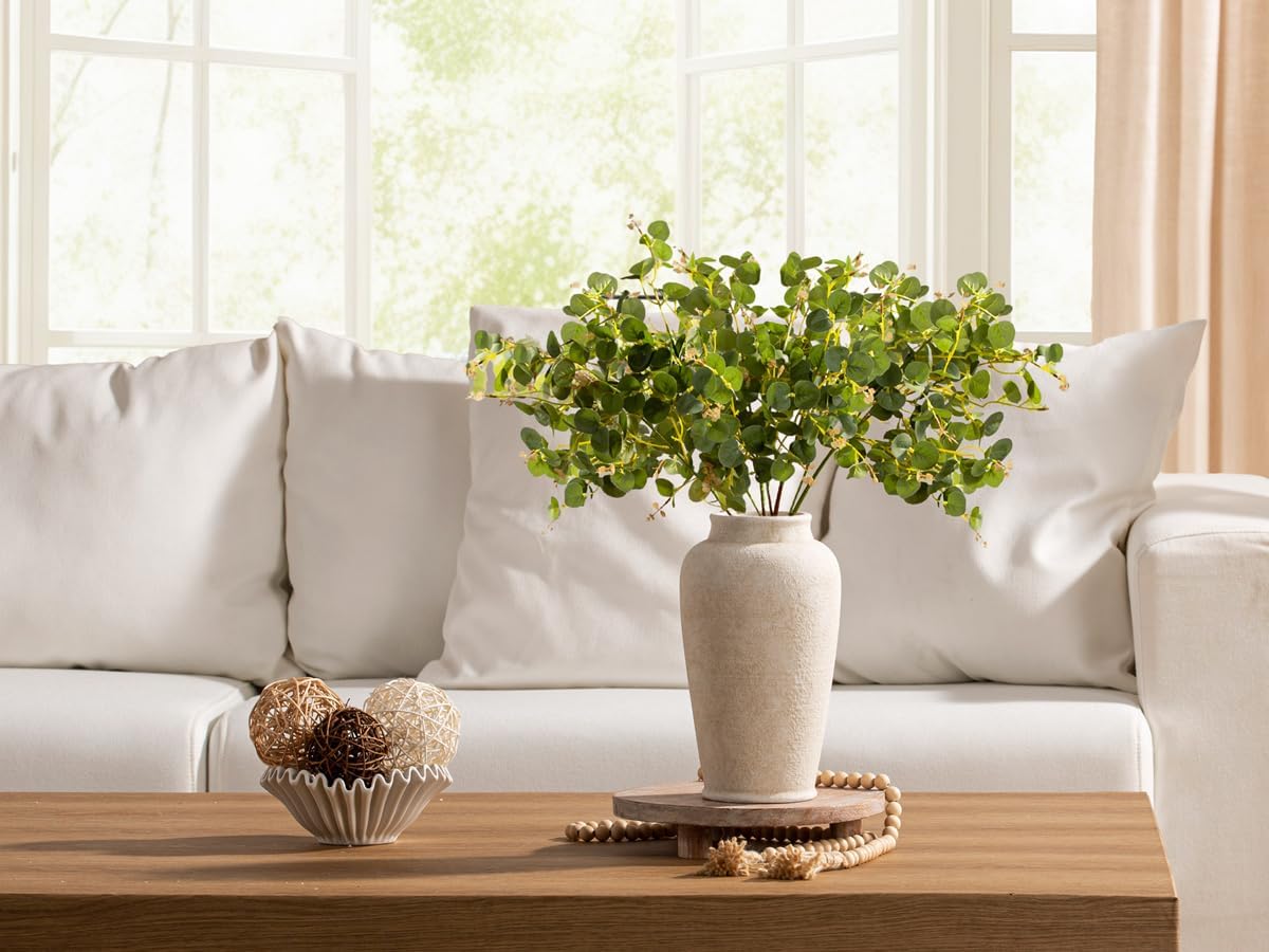 Ceramic Flower Vase, 11 Inch Large White Flower Vase Tall Rustic Farmhouse Decorative Vase Floral Pottery Vases for Home Decor Table Living Room Entryway Mantel Bedroom Bathroom Kitchen - White - Image 5