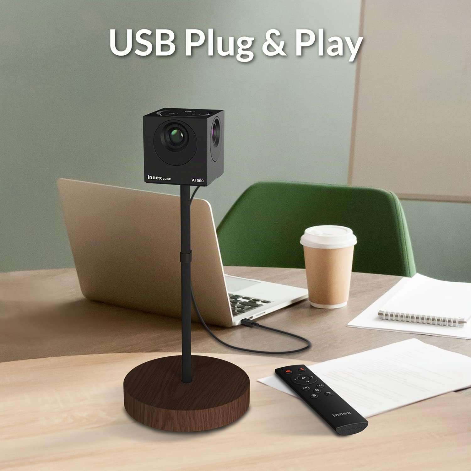 Innex Cube Webcam 4K 360° Videocamera Conferenza con IA Multimodale