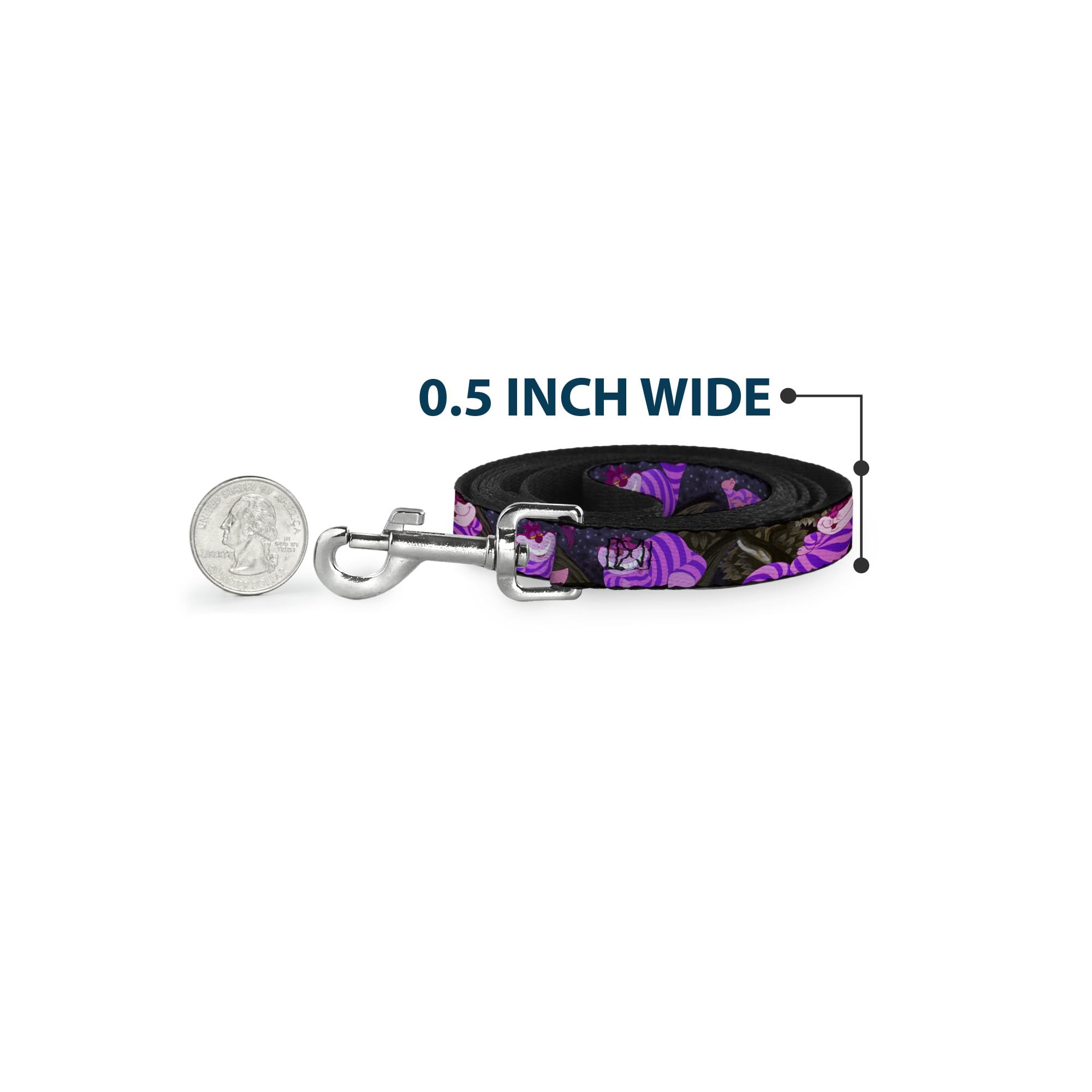 Buckle-Down Haustier-Leine – Grinsekatzenbaum Posen – 1,8 m lang – 3,8 cm breit