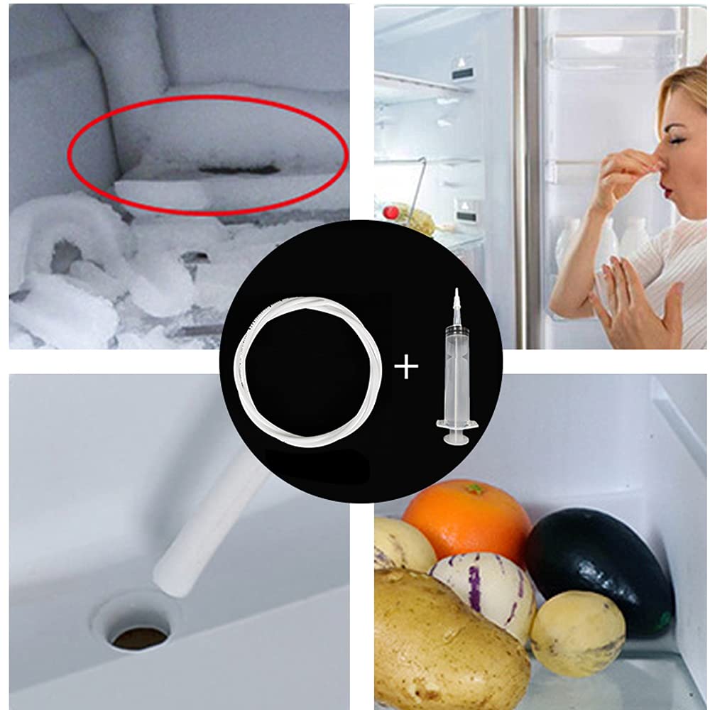 WYAN 5 strumenti per la pulizia dello scarico del frigorifero, per la casa, per il frigo, per lo scarico del tubo di scarico+pennello+draga+stantuffo+spazzola per lo scrub per frigorifero