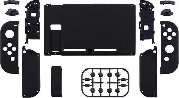 eXtremeRate Soft Touch Grip Back Plate for Nintendo Switch Console, NS Joycon Handheld Controller Housing with Full Set Buttons, DIY Replacement Shell for Nintendo Switch - Black - 2