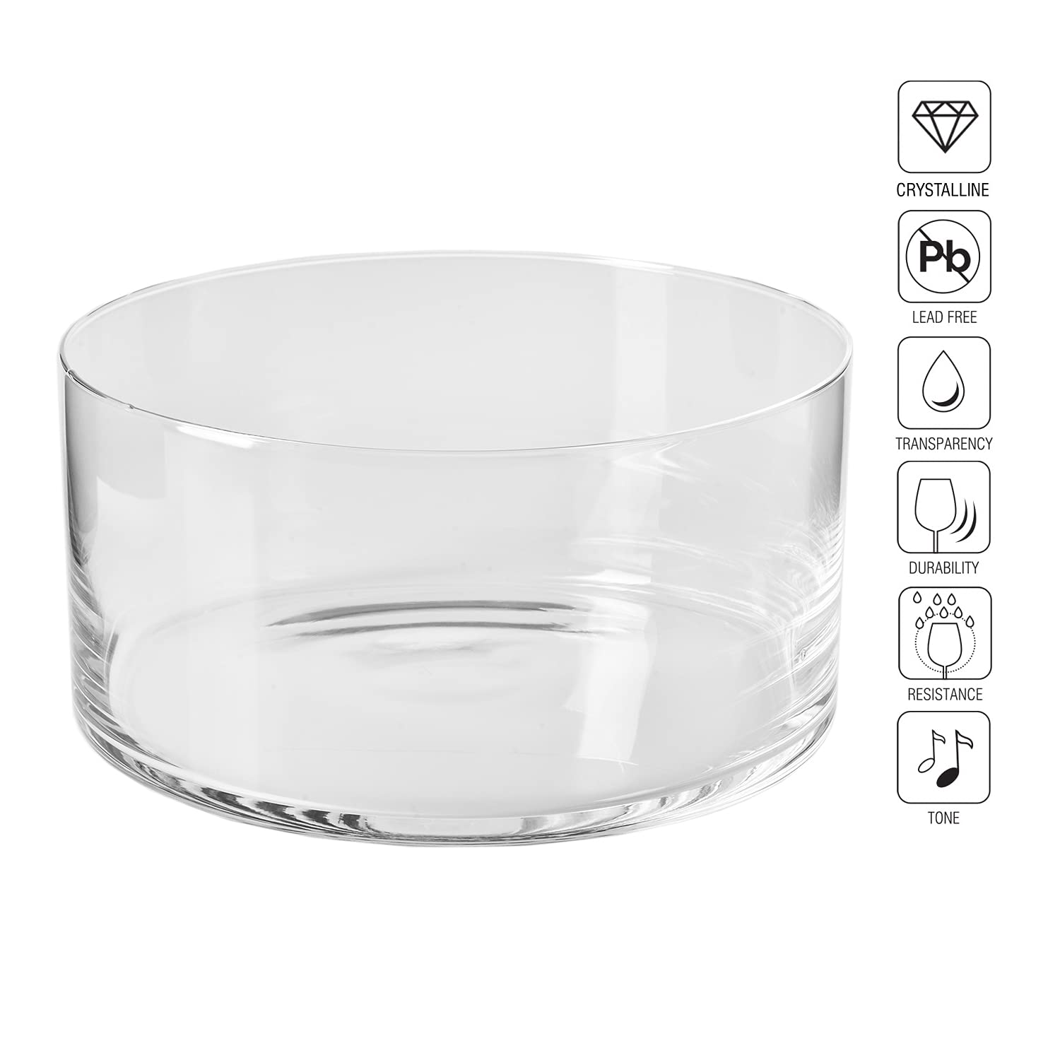 KROSNO Saladier en Verre, 19 cm, Fait à la main, Collection Glamour