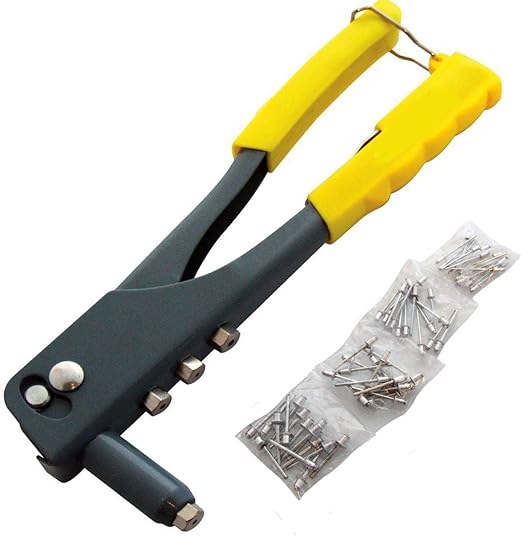 Pop Rivet Gun Hand Held with 60 Rivets and 4 Size Riveter Nozzles S105 Amazon.co.uk DIY & Tools