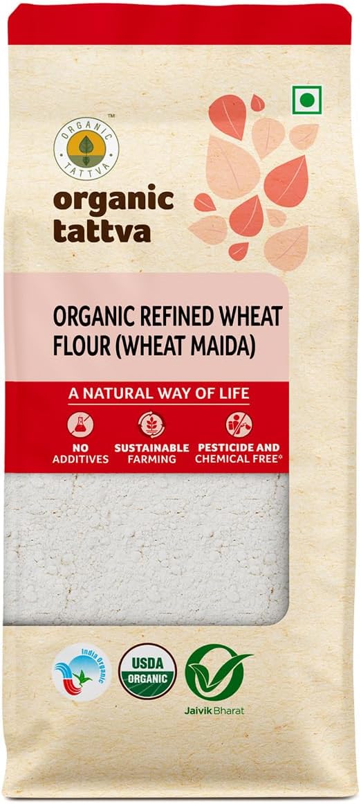 Organic Tattva Organic Wheat Maida Flour,500g USDA Certified
