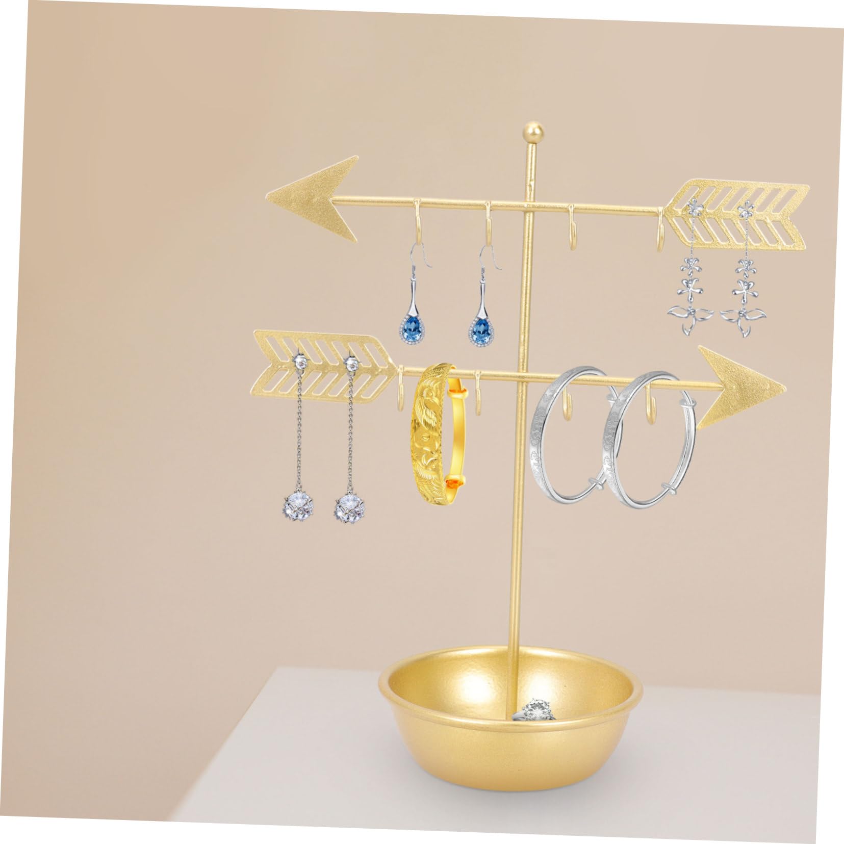 Healeved 3 Pièces Porte-boucles D'oreilles Support Organisateur De Bijoux Porte-bijoux Stand De Bijoux Support De Boucle D'oreille Arbre à Bijoux Collier Le Fer Doré
