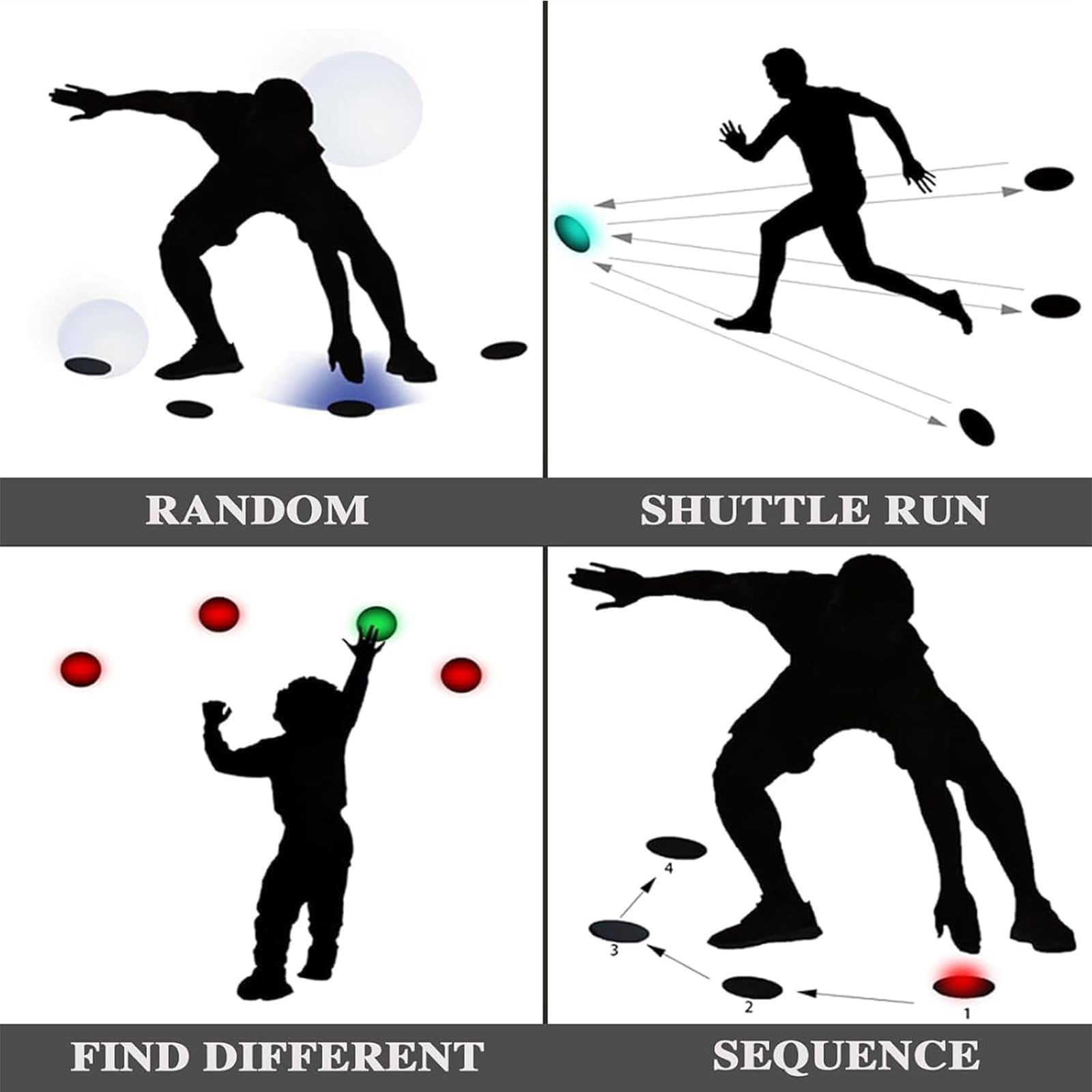 Kit de luces de entrenamiento de agilidad, sistema de entrenamiento de reacción con 6 luces, 4 modos, control remoto para mejorar la velocidad y la agilidad