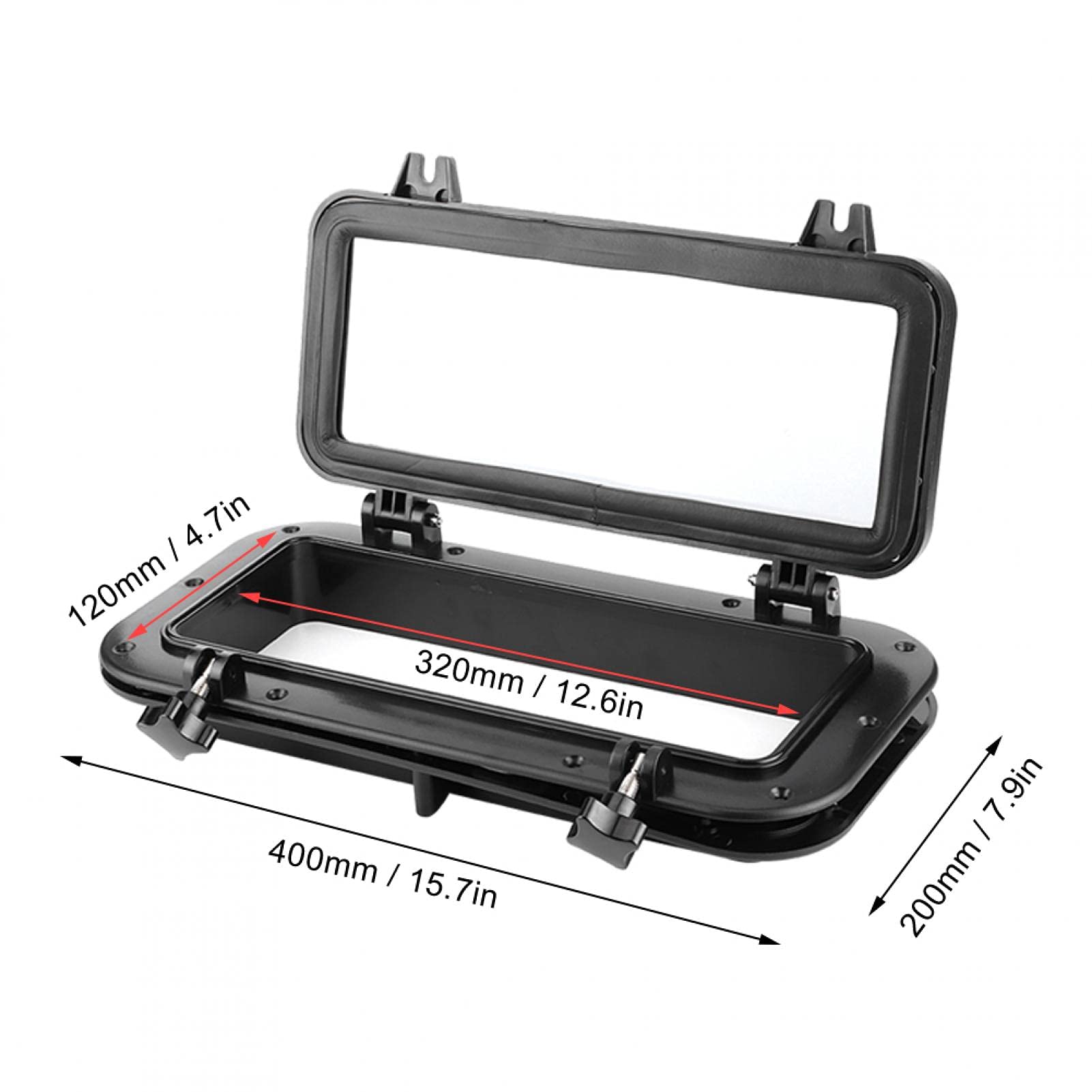 Hublot Rectangulaire Pour Bateau/camping-car - 400x200 Mm, Verre Trempé 4mm, Ouverture 90° - Blanc, étanche Aux UV