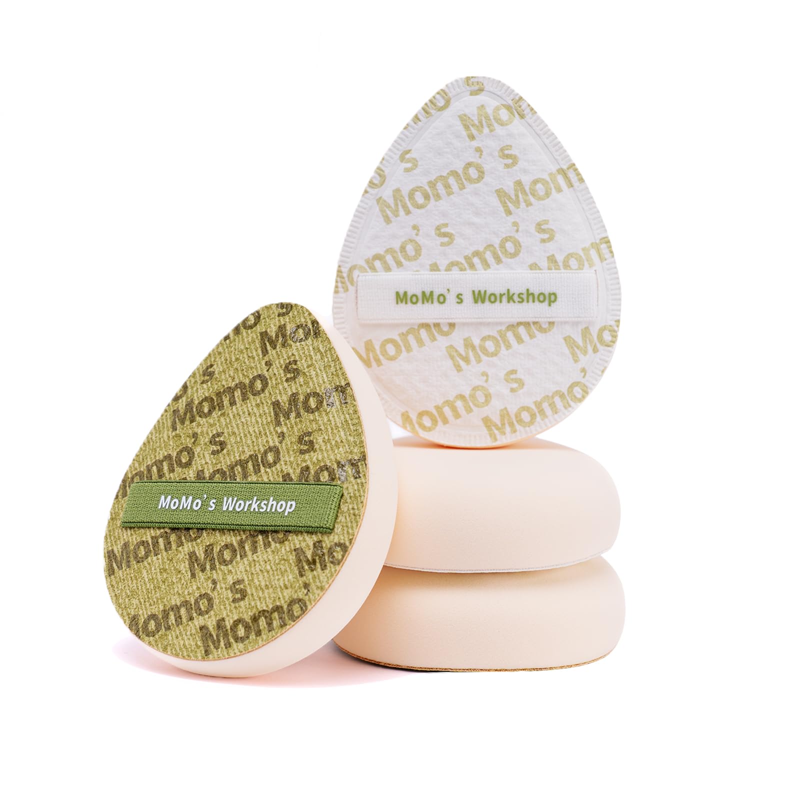 Momo's Workshop 2pcs Powder Puff, Makeup Sponge for Liquid Foundation Ultra Soft Face Powder Puff, Hypoallergenic