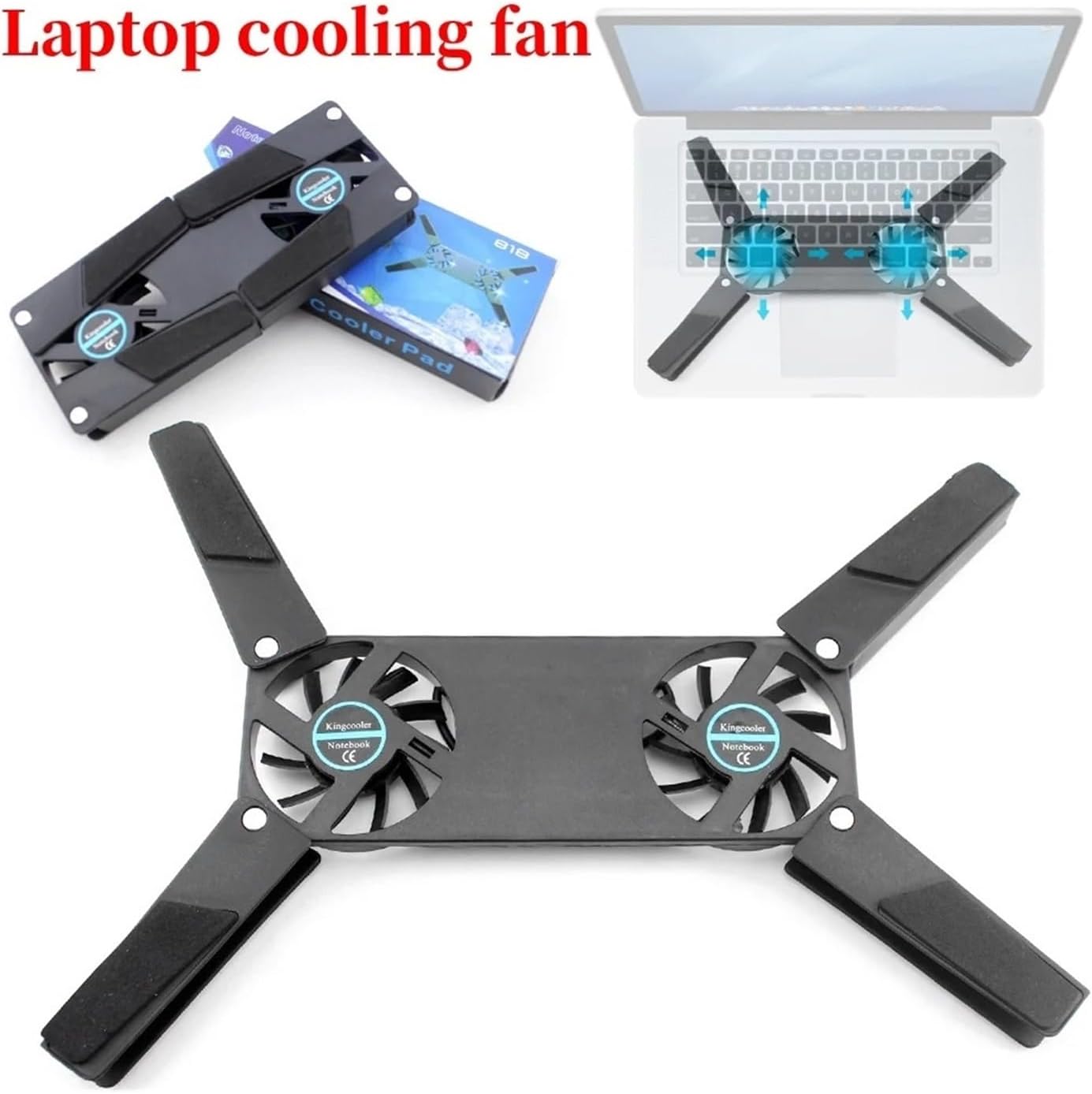 Foldable Cooling Pad Laptop Cooler with Double Fans Laptop Stand USB Powered for 7-15 Inch Notebook PC LCD Display Cooler Holder