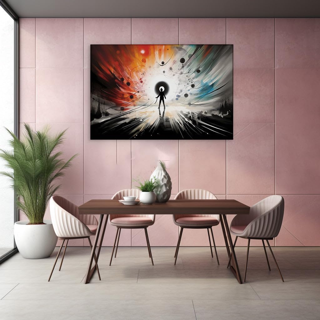 Canvas for Living room. Stepping Through the Cosmic Gateway: Unveiling the Mysteries of Abstract Realms, 27 x 18 inch Canvas Wall Art - Modern Home Decor