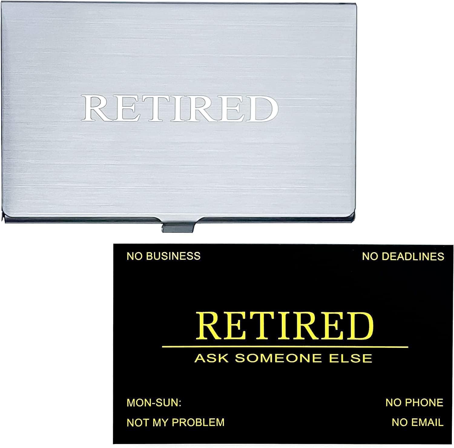 Funny Retired Business Cards With Stainless Steel Case - Pack Of 50, Retirement Gift For Men & Women - View #5