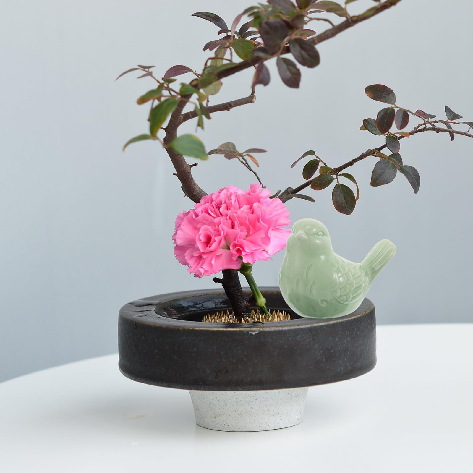 NUOBESTY Confezione da 4 uccelli in miniatura in ceramica: piccoli uccelli artificiali - piccole statuette di animali per fioriere, tavoli, micro paesaggio, decorazioni natalizie, giardino delle fate