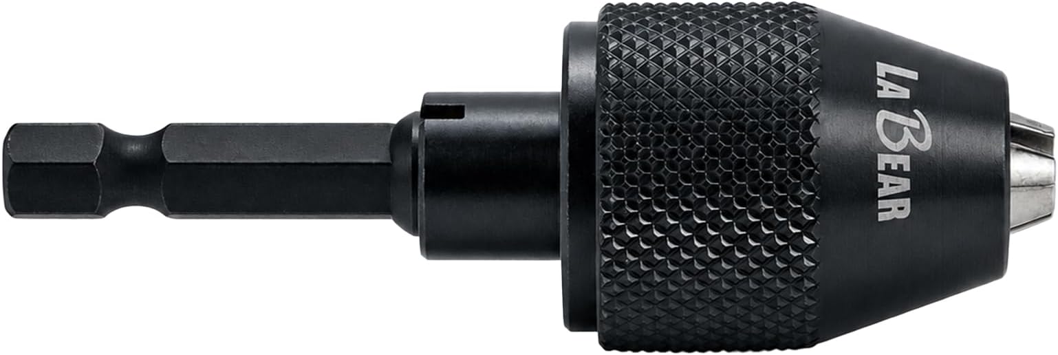 LABEAR Keyless Drill Chuck Adapter, 1.5-6mm, 1/4" Hex Shank | 3-jaw grip, tool-free bit changes, compact converter for cordless screwdriver, precision drilling, craft, jewelry, DIY repair