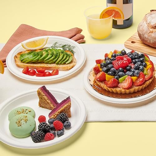 Miniatura 5 de Repurpose - Platos compostables de 9 pulgadas, 125 unidades, 1 paquete, platos de papel resistentes aptos para microondas, alternativa a platos de