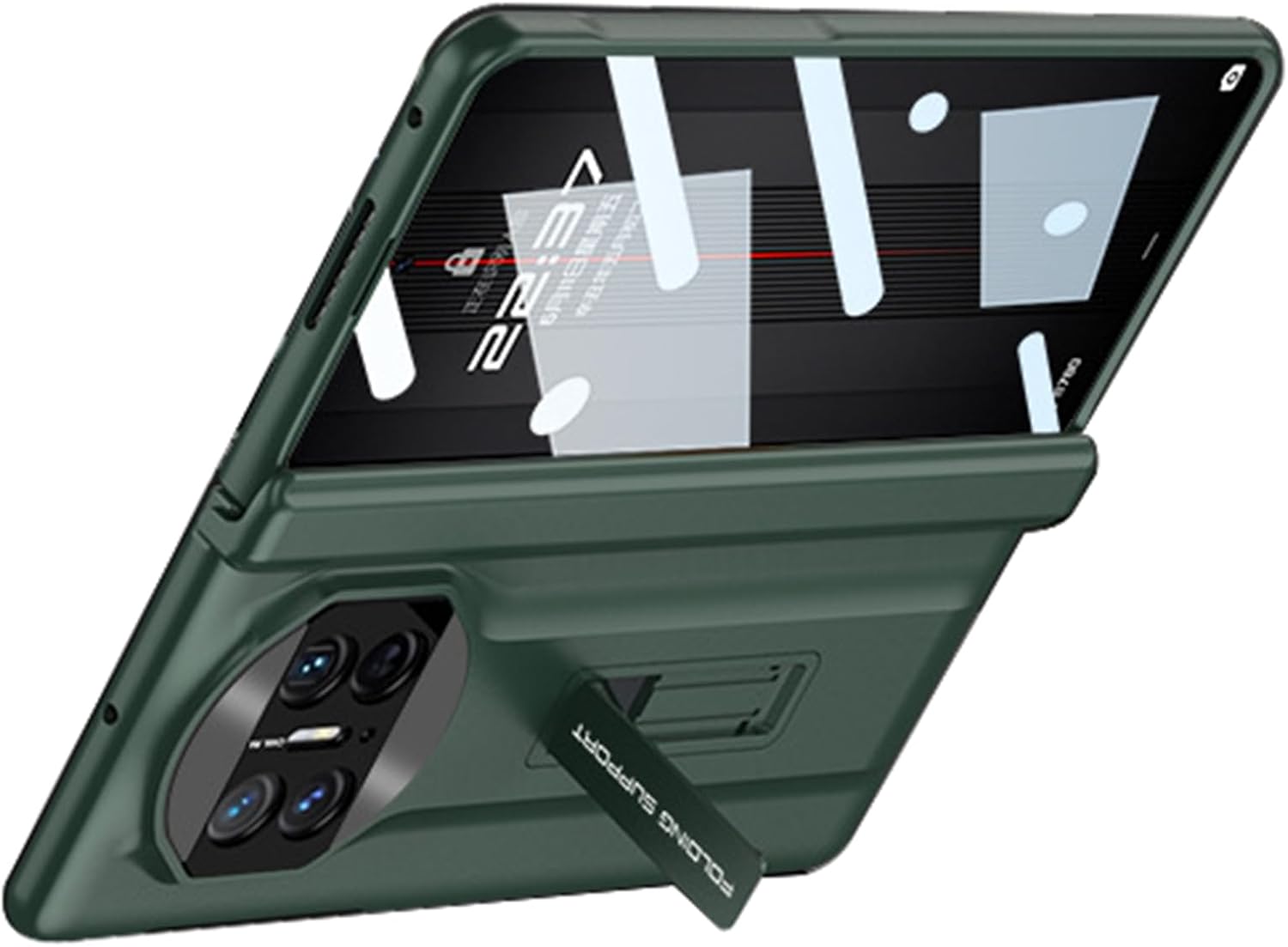 Kickstand Case for Huawei Mate X3, Hinge Protection, Full Body & Built-in Screen Protector PC Case,Green