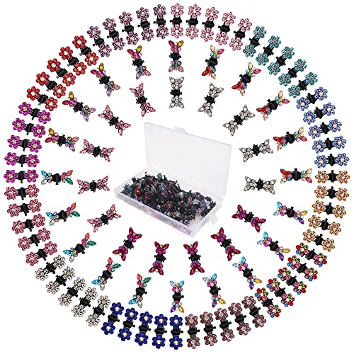 Ded 80Pcs Butterflu Hair Clips Flower Rhinestone Hair Clip Glitter Hair Bangs Clips Hair Accessories For Baby Girl Kids Toddlers #TOP24