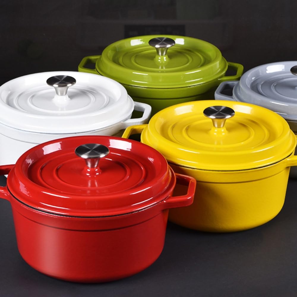 Amazon｜鋳物ホーロー鍋 鋳鉄鍋 両手鍋 鍋 無水調理 蒸気循環 ホーロー