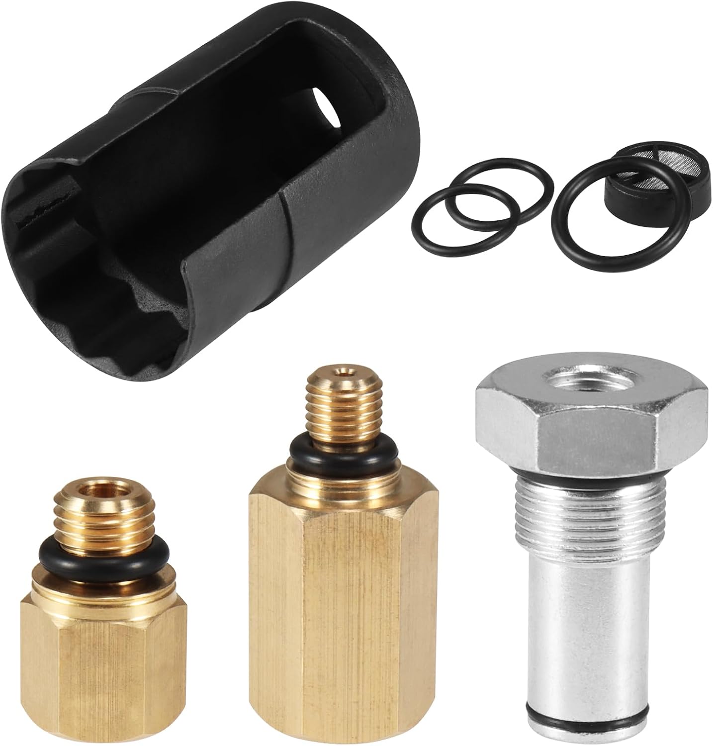 RDBS 6.0L High Pressure Oil Pump IPR Valve Air Test Fitting Tool & High Pressure Oil Rail Adapters Leak Test Kit,6.0 IPR Valve Socket with Seal Kit Fit for F 6.0L Powerstroke Diesel Engine