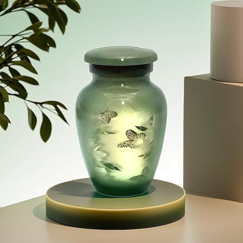 Miniatura 1 de Urna de recuerdo bonita urna de cremación de recuerdo de mariposa para cenizas humanas con caja de terciopelo y bolsa de terciopelo mini urna de