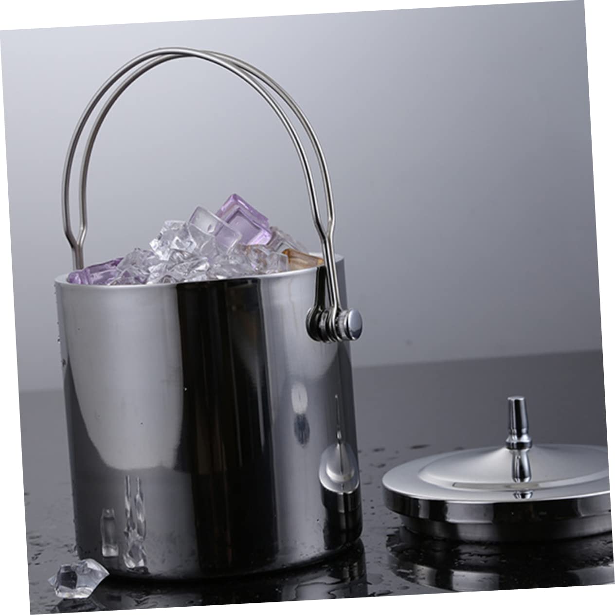 OFFSCH Insulated Stainless Steel Wine Bucket with Handle Multi Functional Party Pail for Ice Storage for Bars Hotels Ktv and Beach Parties