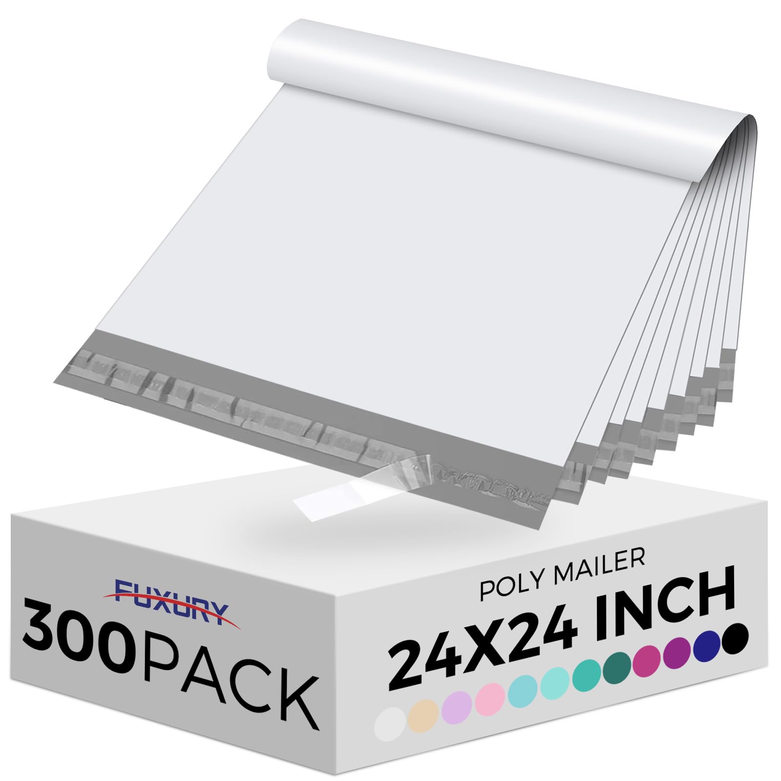 Photo 1 of ** ONLY 100 BAGS** Fuxury 300 Pcs Large Poly Mailers 24x24 Inch, Bulk Shipping Bags for Clothing, Strong Adhesive Shipping Envelopes for Small Business Suppliers,Waterproof Mailers Poly Bags Mailing Envelopes White