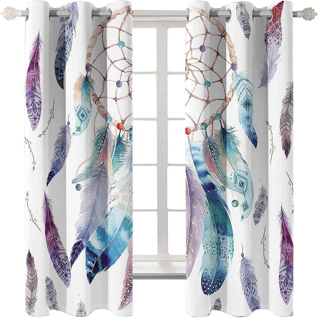Schlafzimmer Vorhang Polyester 2 Stück Ösenvorhang Blickdicht Vorhänge Traumfänger Gardinen 3D Druck Verdunkelung Vorhänge Für Kinderzimmer Wohnzimmer Fenster 220x215cm